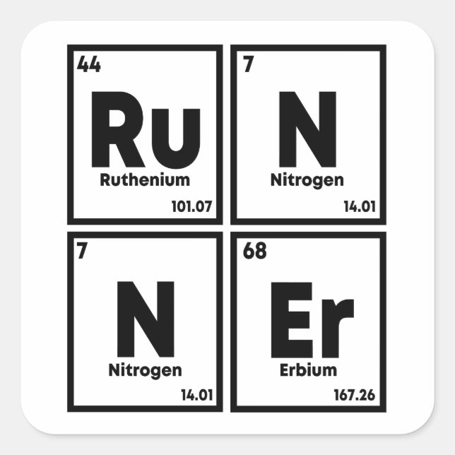 Sticker Carré Runner Table Périodique Marathon Runners Science (Devant)