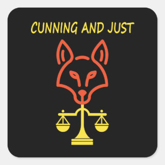 Sticker Carré Ruse et Justice - Équilibre de la Justice Renard