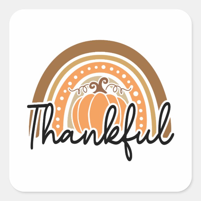 Sticker Carré Russe Boho Citrouille Rainbow Thankful (Devant)