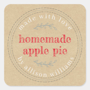 Sticker Carré Russe fait maison Produits de boulangerie Apple Pi