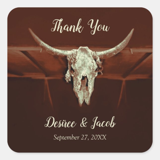 Sticker Carré Russe Mariage Brown Pays Western Taureau (Devant)