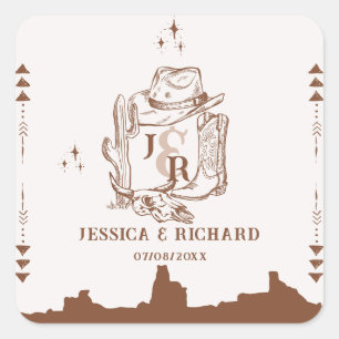 Sticker Carré Russe Western Ranch Farm Grange Cowboy Merci