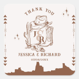Sticker Carré Russe Western Ranch Farm Grange Cowboy Merci