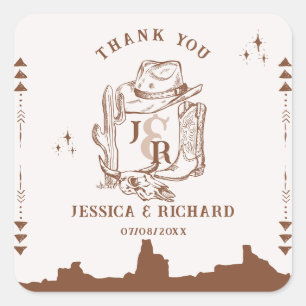 Sticker Carré Russe Western Ranch Farm Grange Cowboy Merci