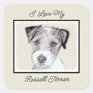 Sticker Carré Russell Terrier Peinture rugueuse - Art Chien orig