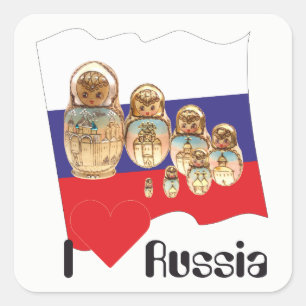 Sticker Carré Russie - Russie Babuschka Matrjoschka Aufkleber