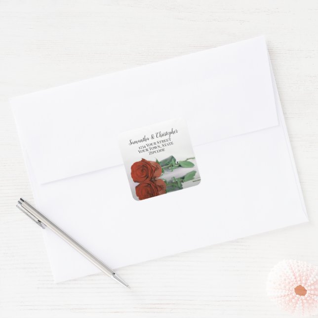 Sticker Carré Rust Orange Rose retour Adresse Enveloppe Sceau (Enveloppe)