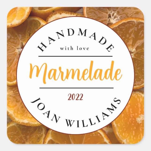 Sticker Carré Rustic Homemade Marmelade (Devant)