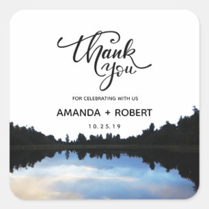 Sticker Carré ©Rustic Lake Réflexions Lakeside Mariage Faveur