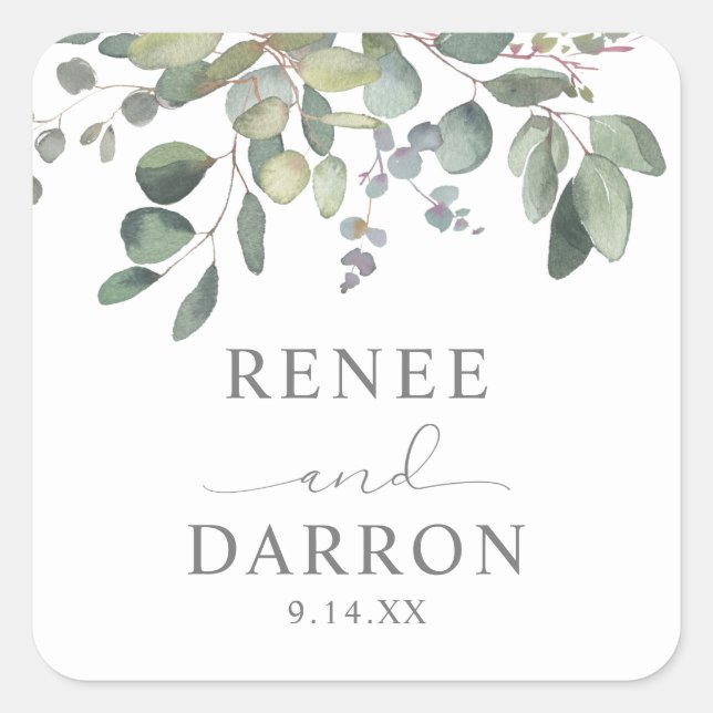 Sticker Carré Rustique Eucalyptus Greenery Duo 1B (Devant)