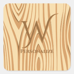 Sticker Carré Rustique Faux Brown taché Bois personnalisé