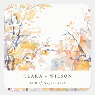 Sticker Carré Rustique Pastel Jaune automne Mariage paysage auto