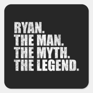 Sticker Carré Ryan nom, Ryan l'homme le mythe la légende