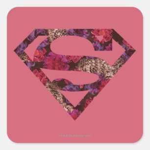 Sticker Carré S-Bouclier floral rose