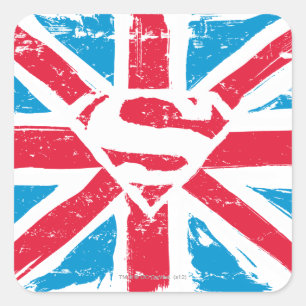Sticker Carré S-Bouclier usé au-dessus de drapeau