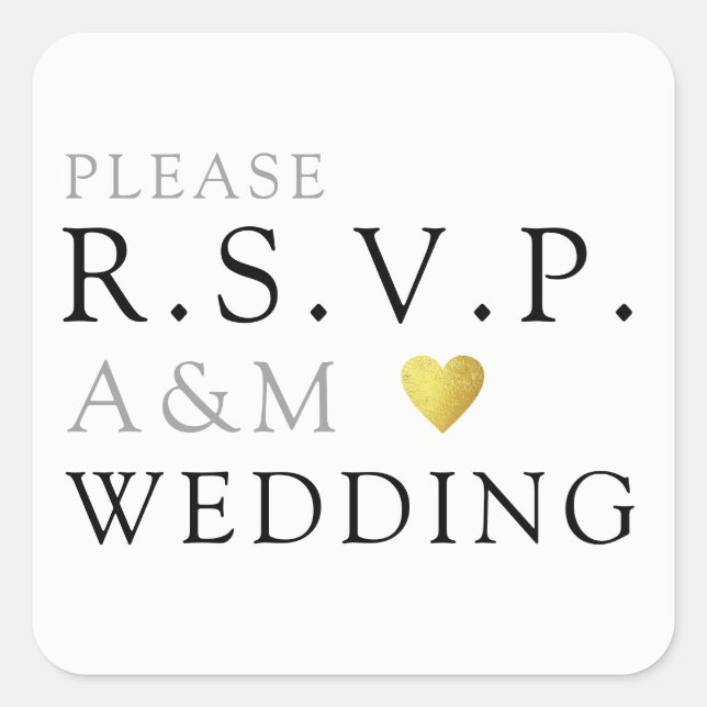 Sticker Carré S.V.P. Elegant Mariage Invitation (Devant)