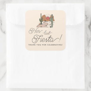 Sticker Carré Sa Dernière Fiesta Boho Desert Bachelorette Favori
