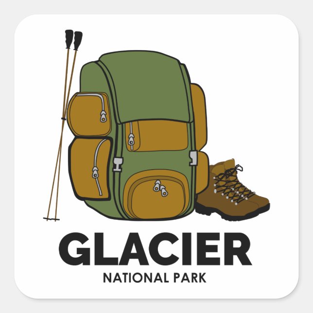 Sticker Carré Sac à dos du parc national du Glacier (Devant)