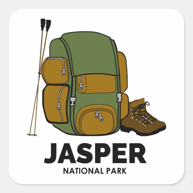 Sticker Carré Sac à dos du parc national Jasper (Devant)