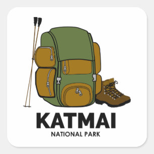 Sticker Carré Sac à dos du parc national Katmai