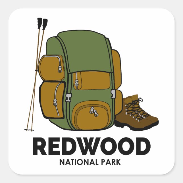 Sticker Carré Sac à dos du parc national Redwood (Devant)