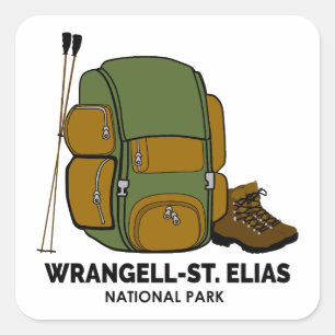 Sticker Carré Sac à dos du parc national Wrangell-St. Elias
