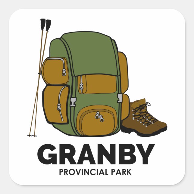 Sticker Carré Sac à dos du parc provincial Granby (Devant)