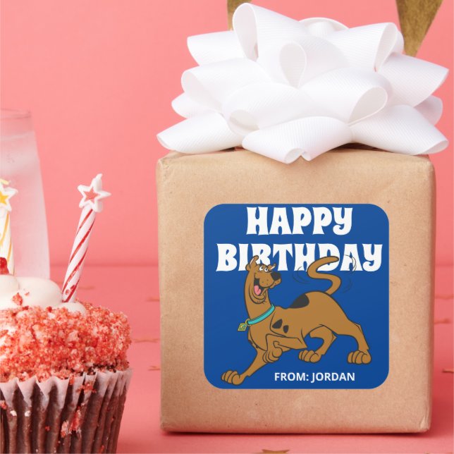 Sticker Carré Sac à queue Scooby-Doo | Joyeux anniversaire (Fête)