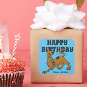 Sticker Carré Sac à queue Scooby-Doo Joyeux anniversaire