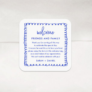 Sticker Carré Sac cadeau de bienvenue Mariage bleu