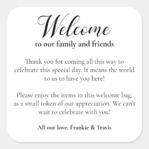 Sticker Carré Sac cadeau de bienvenue Mariage moderne