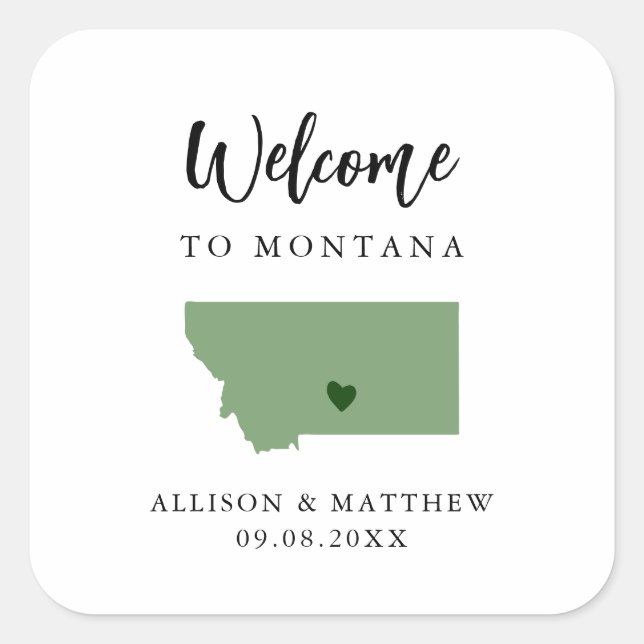 Sticker Carré Sac ou boîte d'accueil couleur Mariage Montana (Devant)