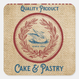 Sticker Carré Sac vintage à farine de pâtisserie de gâteau de
