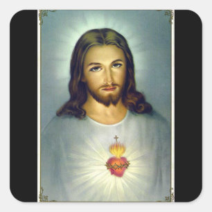 Sticker Carré Sacré Coeur Jésus Christ Enveloppe fixe