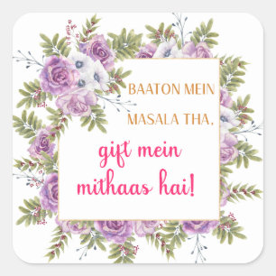 Sticker Carré sacs de cadeaux pour fête mehndi
