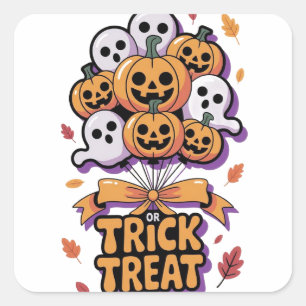 Sticker Carré Sacs de friandises rétro mignons pour Halloween