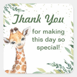 Sticker Carré Safari Jungle Giraffe Merci 1er anniversaire