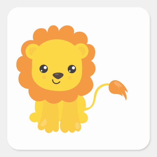 Sticker Carré Safari Lion tendance (Devant)