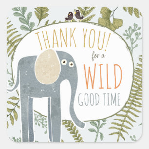 Sticker Carré Safari sauvage Jungle Animaux Baby shower botaniqu