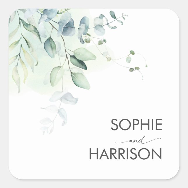 Sticker Carré Sage Green Eucalyptus (Devant)