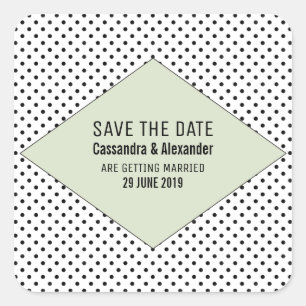 Sticker Carré Sage Modern Pois Enregistrer la date