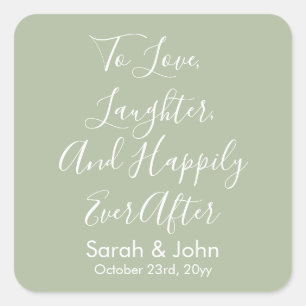 Sticker Carré Sage Personnalisé Script Mariage Réception