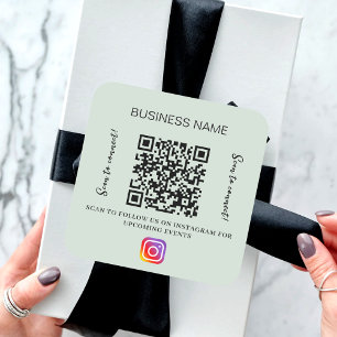 Sticker Carré Sage vert nom d'entreprise qr code instagram