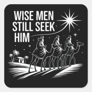 Sticker Carré Sages cherchent encore Lui Noël chrétien Jésus