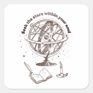 Sticker Carré Sagesse de l'âme céleste   Sphère armillaire vinta
