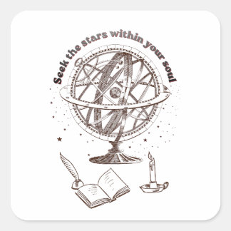 Sticker Carré Sagesse de l'âme céleste | Sphère armillaire vinta