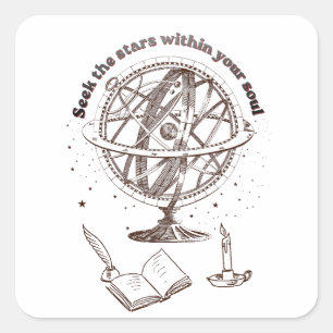Sticker Carré Sagesse de l'âme céleste Sphère armillaire vinta