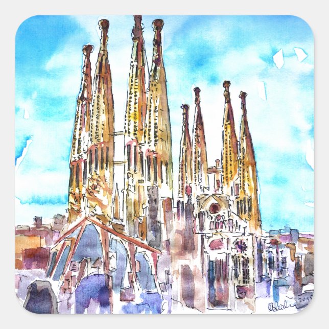 Sticker Carré Sagrada Familia Barcelone (Devant)