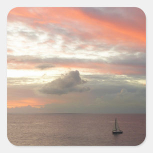 Sticker Carré Sailboat de Sunset Beautiful