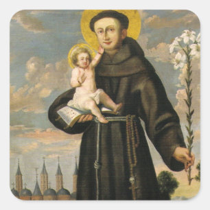 Sticker Carré Saint Antoine de Padoue avec Jésus-enfant